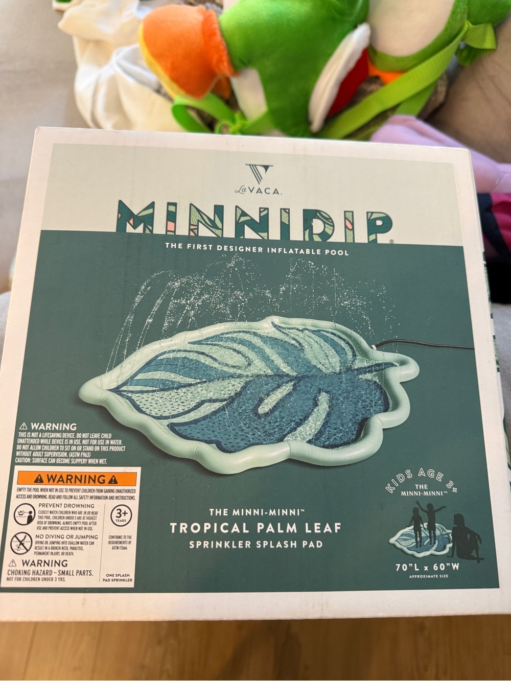 Minni-Minni Tropical Palm Leaf Sprinkler Splash Pad - Teal/Blue